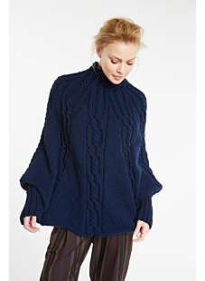 Cabled poncho