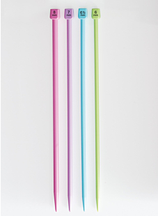 Straight needles, coloured plastic, 30 and 40 cm