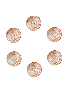 et of 6 mother of pearl buttons engraved with ochre flowers Ø 25 mm