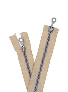 Beige open-end zip with double slider