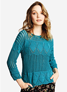 Lace work boat neck sweater