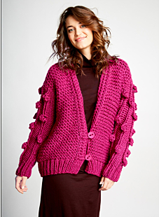 Large cardigan with patterned sleeves
