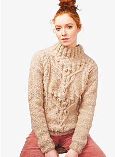 Sweater with cabled motif