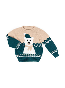 Bear motif sweater with round collar