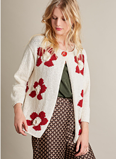 Cardigan with 3D crocheted flowers
