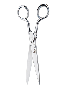 Dressmaker’s scissors, engraved with cat and ball of wool, 20 cm