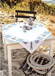 Seaside counted cross-stitch tablecloth kit, 75 x 75 cm