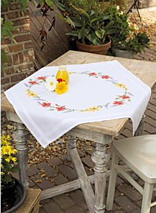 Wildflowers cross-stitch tablecloth kit, 80 x 80 cm
